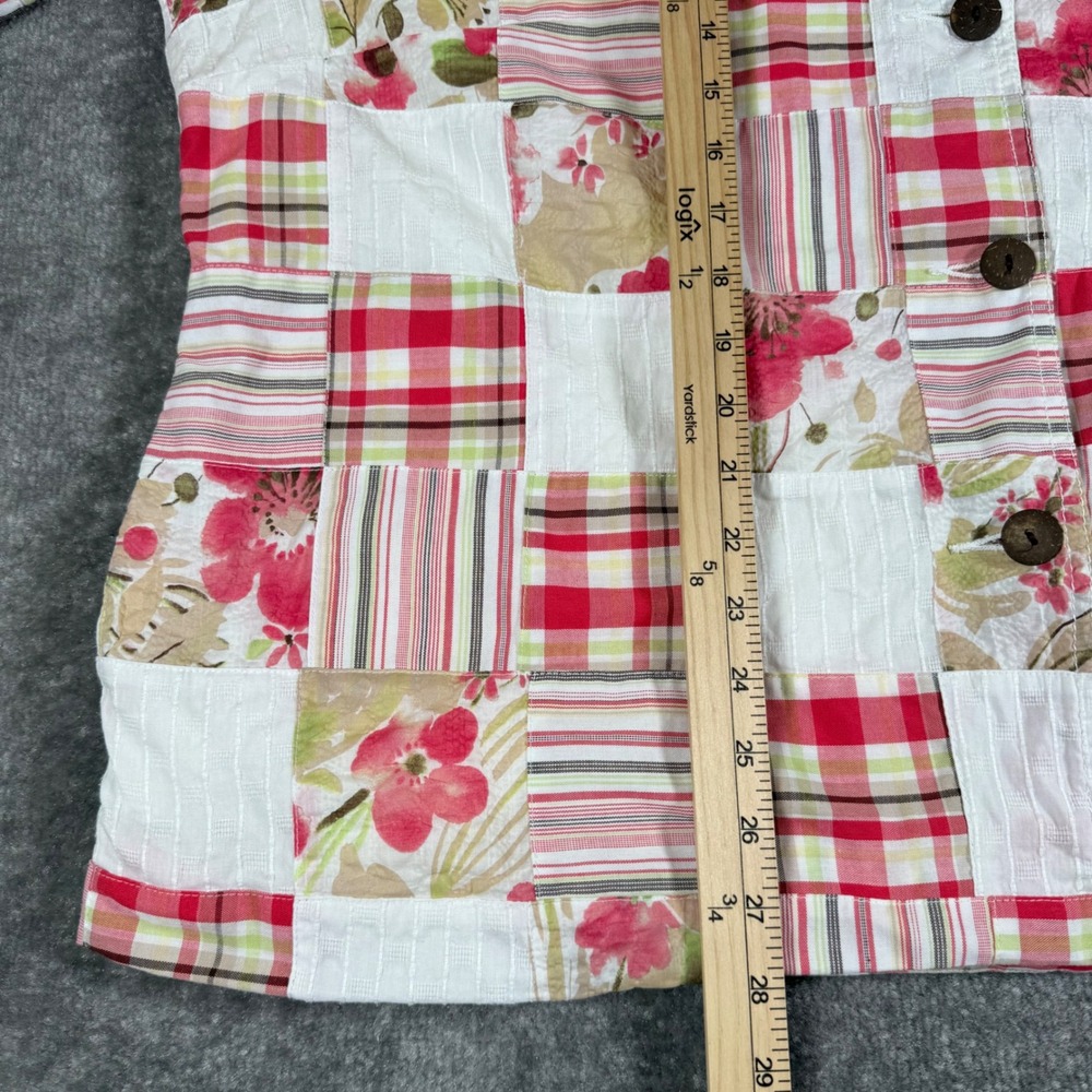 Koret Jacket Women's 20W Red Floral Plaid Patchwork Button Front - Picture 6 of 7